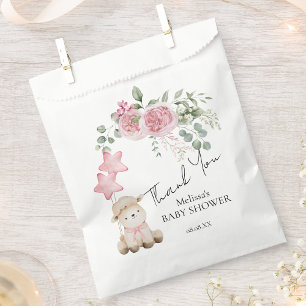 Sweet Little Lamb Pink Roses Greenery Favour Bags