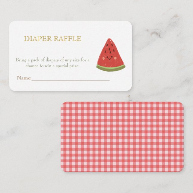 Sweet Little Melon Baby Shower Diaper Raffle Enclosure Card (Front/Back)