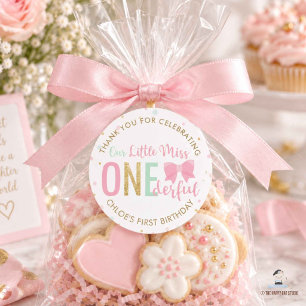 Sweet Little Miss Onederful 1st First Birthday  Classic Round Sticker