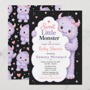 Sweet Little Monster Girl Baby Shower Invitation