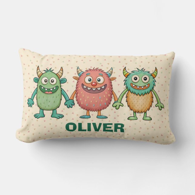 Sweet Little Monsters Personalised Lumbar Cushion (Front)