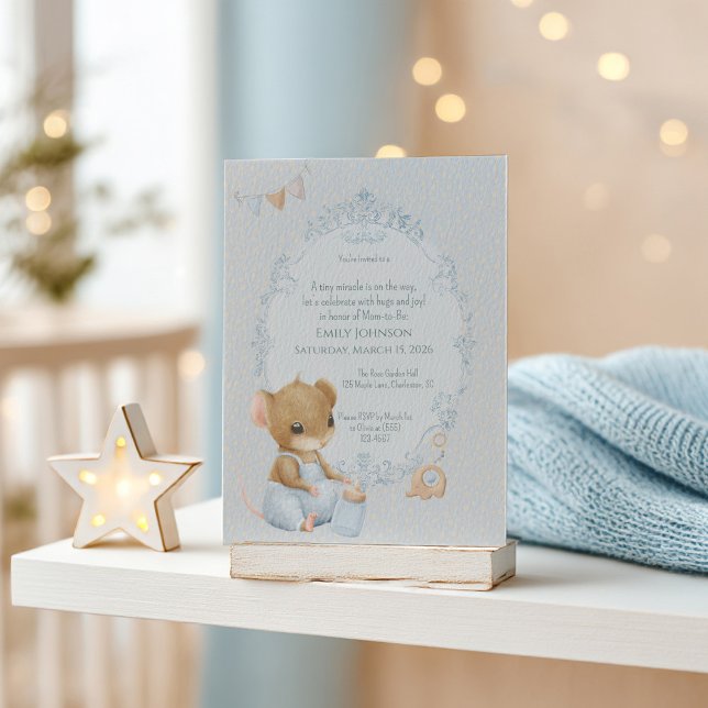 Sweet Little Mouse Baby Shower Invitation (Creator Uploaded)