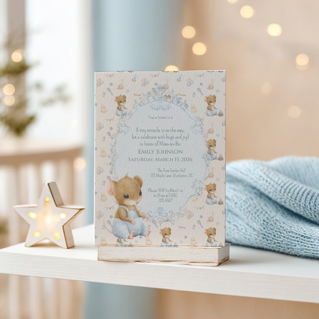 Sweet Little Mouse Baby Shower Invitation (Creator Uploaded)