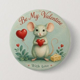 Sweet Little Mouse Valentine 7.5 Cm Round Badge