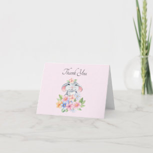 Sweet Little Mouse Watercolor Caligari Script Than Thank You Card