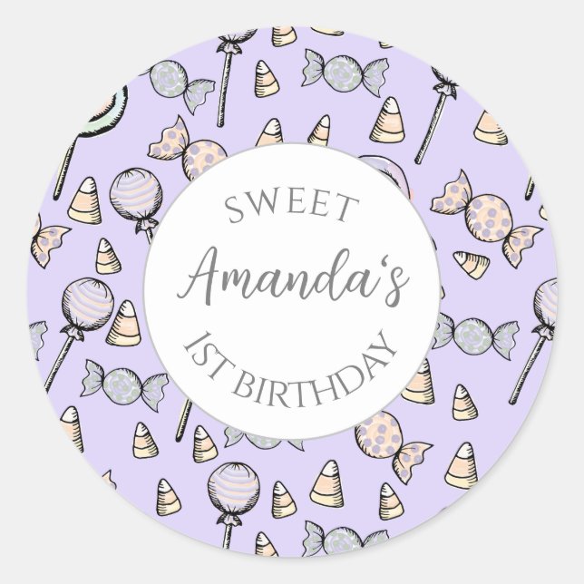 Sweet Little One Candy Theme Favour Bag Classic Round Sticker (Front)