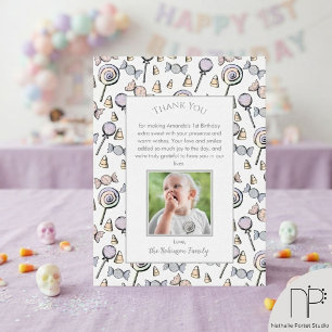 Sweet Little One Grey Thank You Card