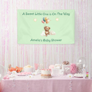 Sweet Little One on the Way Green Baby Shower Banner