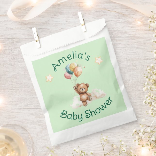 Sweet Little One on the Way Green Baby Shower Favour Bag (Clipped)