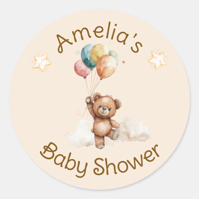 Sweet Little One on the Way Neutral Baby Shower Classic Round Sticker (Front)
