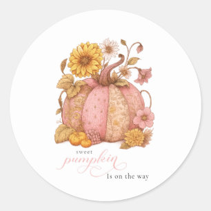 Sweet Little patch pumpkin florals is on the way Classic Round Sticker