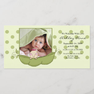 Sweet Little Pea Baby Girl Birth Annoucement Announcement