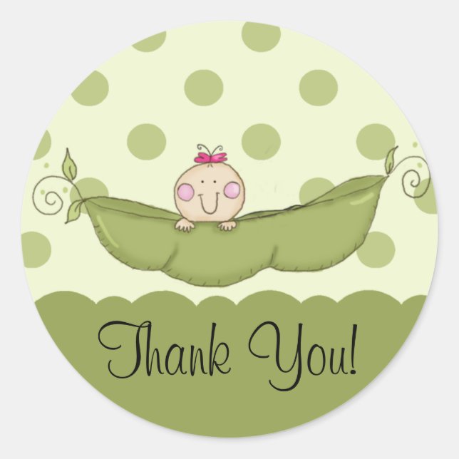 Sweet Little Pea Girl Thank You Sticker (Front)