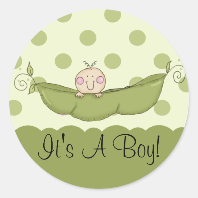 Sweet Little Pea It's A Boy Sticker (Front)