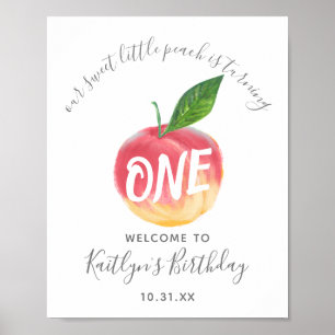 Sweet Little Peach 1st Birthday Welcome Poster