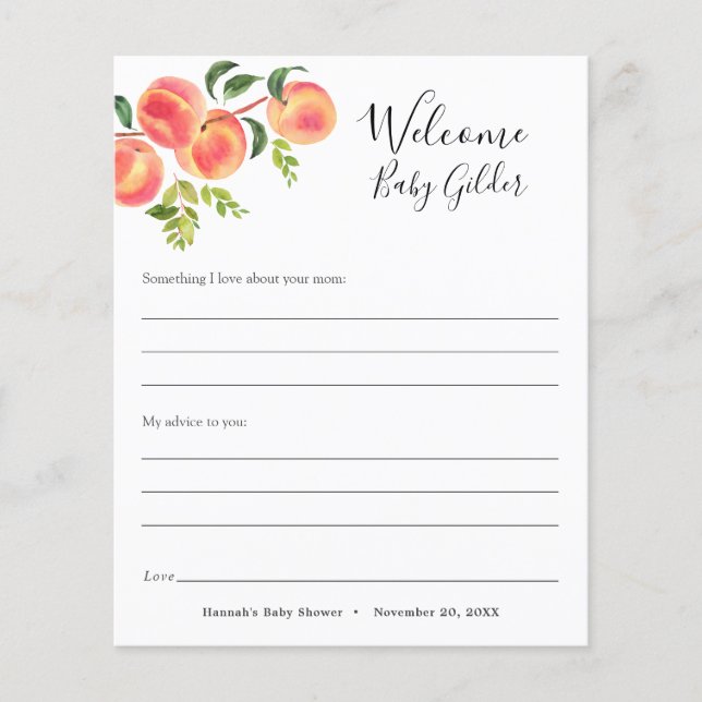 Sweet Little Peach Baby Questions Card (Front)