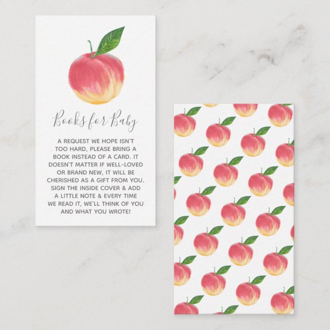 Sweet Little Peach Baby Shower Book Request Enclosure Card (Front/Back)