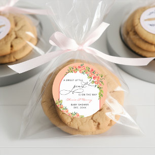 Sweet Little Peach Baby Shower Classic Round Sticker