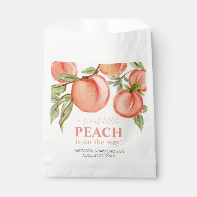 Sweet Little Peach Baby Shower Favour Bag (Front)