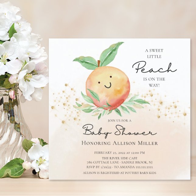 Sweet Little Peach Baby Shower  Invitation (Creator Uploaded)