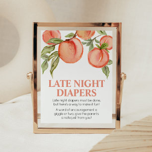 Sweet Little Peach Baby Shower Late Night Diapers Poster