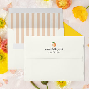 Sweet Little Peach Baby Shower Striped Envelope