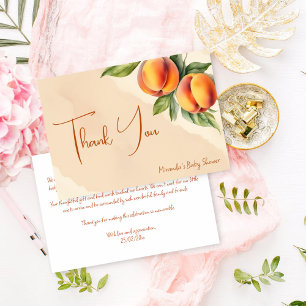 Sweet little peach baby shower thank you card