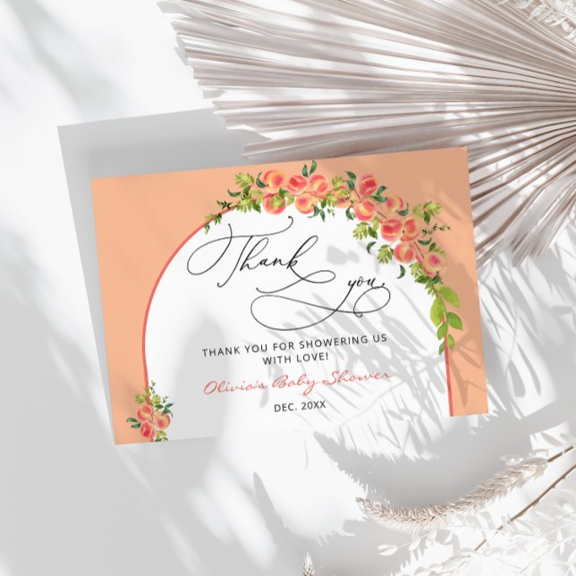 Sweet Little Peach Baby Shower Thank You Card (Creator Uploaded)