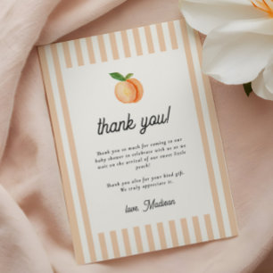 Sweet Little Peach Baby Shower Thank You Card