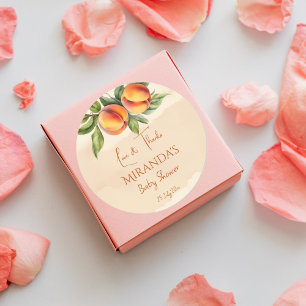Sweet little peach baby shower thank you favour classic round sticker