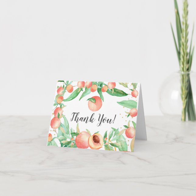 Sweet Little Peach Baby Shower Thank You Note (Front)