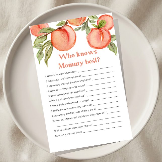Sweet Little Peach Baby Shower Who knows Mom Game (Creator Uploaded)