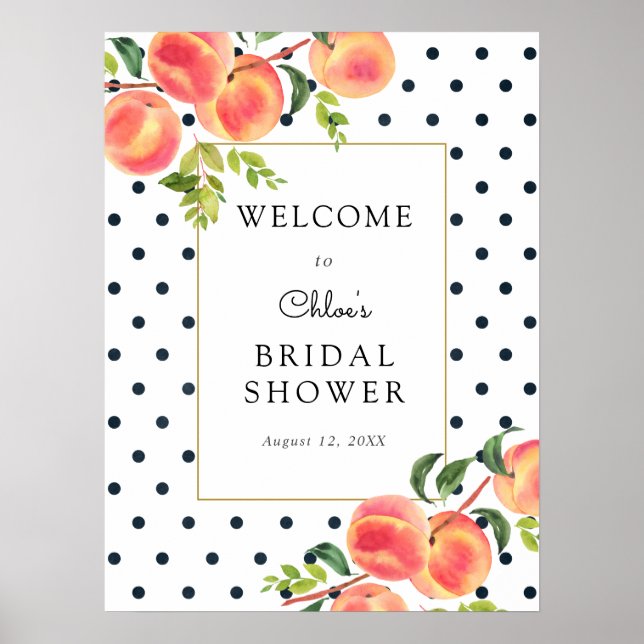 Sweet Little Peach Bridal Shower Welcome Sign (Front)