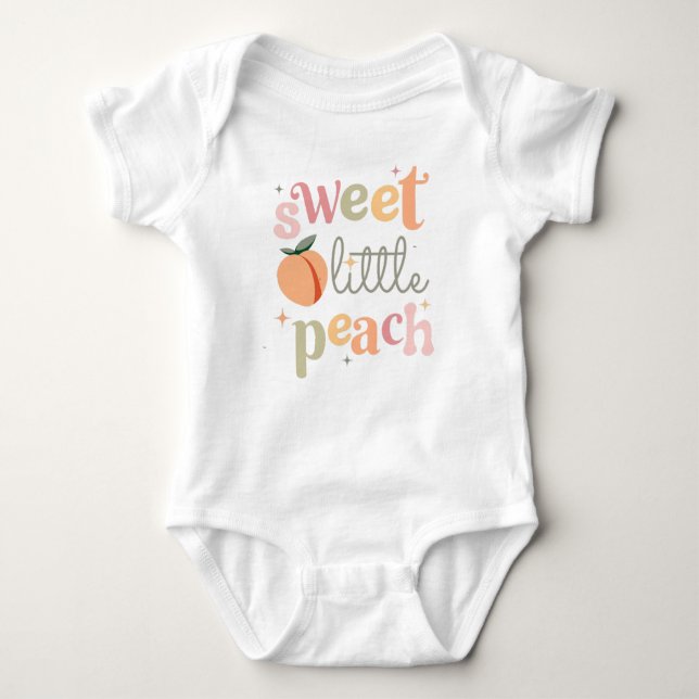 Sweet little Peach, Cute Funny Peach Theme Baby Bodysuit (Front)