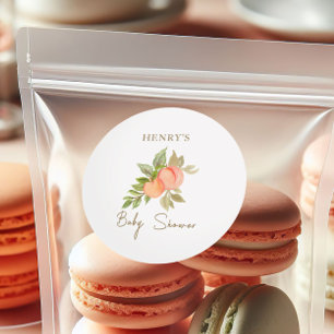 Sweet Little Peach Fruit Baby Shower Classic Round Sticker