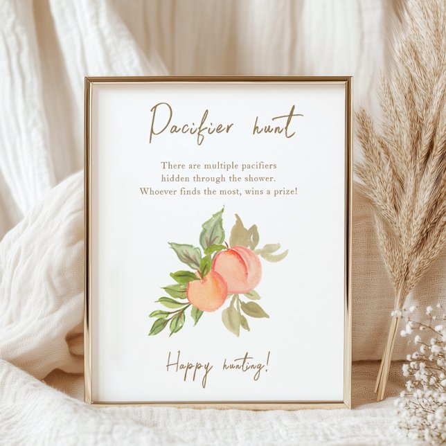 Sweet Little Peach Fruit Baby Shower Pacifier Hunt Poster (Creator Uploaded)