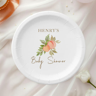 Sweet Little Peach Fruit Baby Shower Paper Plate