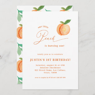 Sweet Little Peach Gender Neutral 1st Birthday Invitation