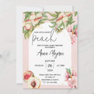 Sweet Little Peach Girls Baby Shower Arch Sprinkle Invitation