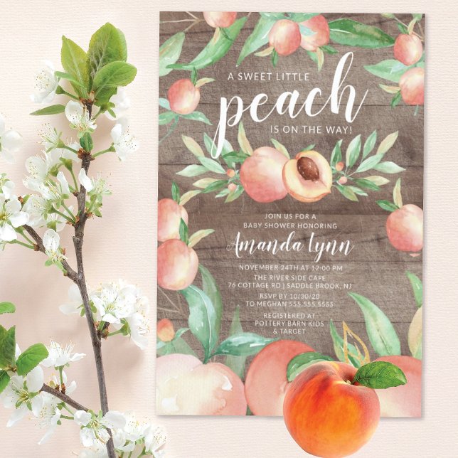 Sweet Little Peach Girls Baby Shower  Invitation (Creator Uploaded)