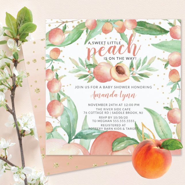 Sweet Little Peach Girls Baby Shower  Invitation (Creator Uploaded)