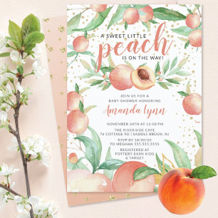 Sweet Little Peach Girls Baby Shower  Invitation