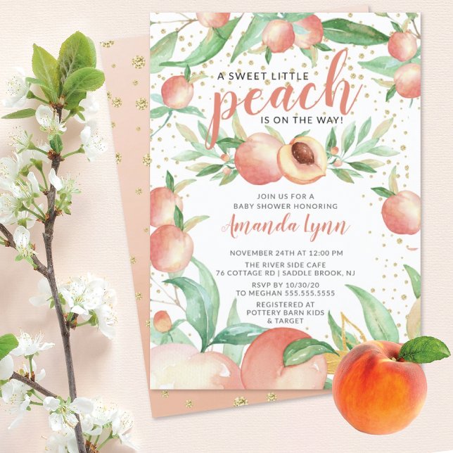 Sweet Little Peach Girls Baby Shower  Invitation (Creator Uploaded)