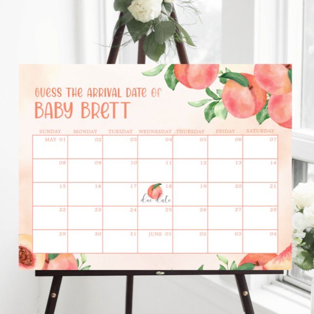 Sweet Little Peach Guess the due Date calendar Poster (Creator Uploaded)