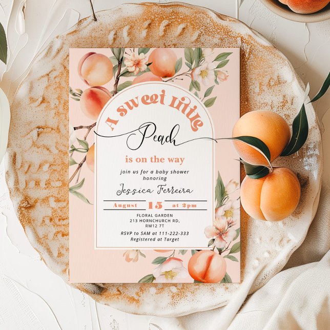 Sweet little peach is on the way baby shower invitation (Creator Uploaded)