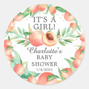 Sweet Little Peach It's A Girl Classic Round Sticker
