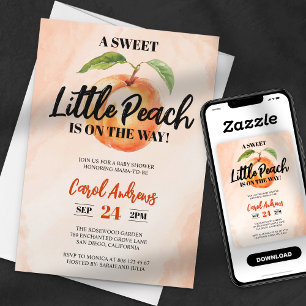 Sweet Little Peach On The Way Baby Shower Invitation