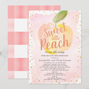 Sweet Little Peach Pink Baby Shower by Mail Invitation