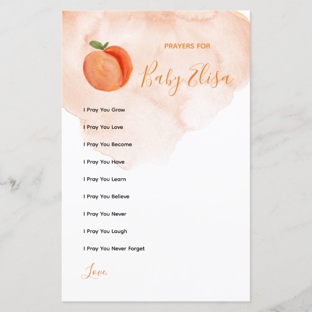 Sweet Little Peach Prayers for Baby Game (Front)