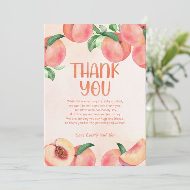 Sweet Little Peach Thank you card (Standing Front)